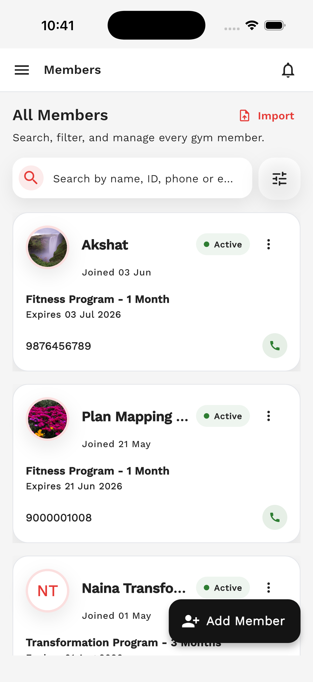 GymCare Member App